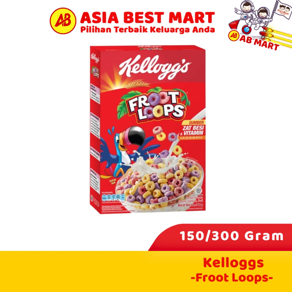 

Kelloggs Froot Loops Cereal 300 Gram Sereal Ring Buah