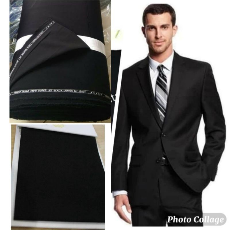 kain jet black ori hitam pekat bahan celana rok jas blazer