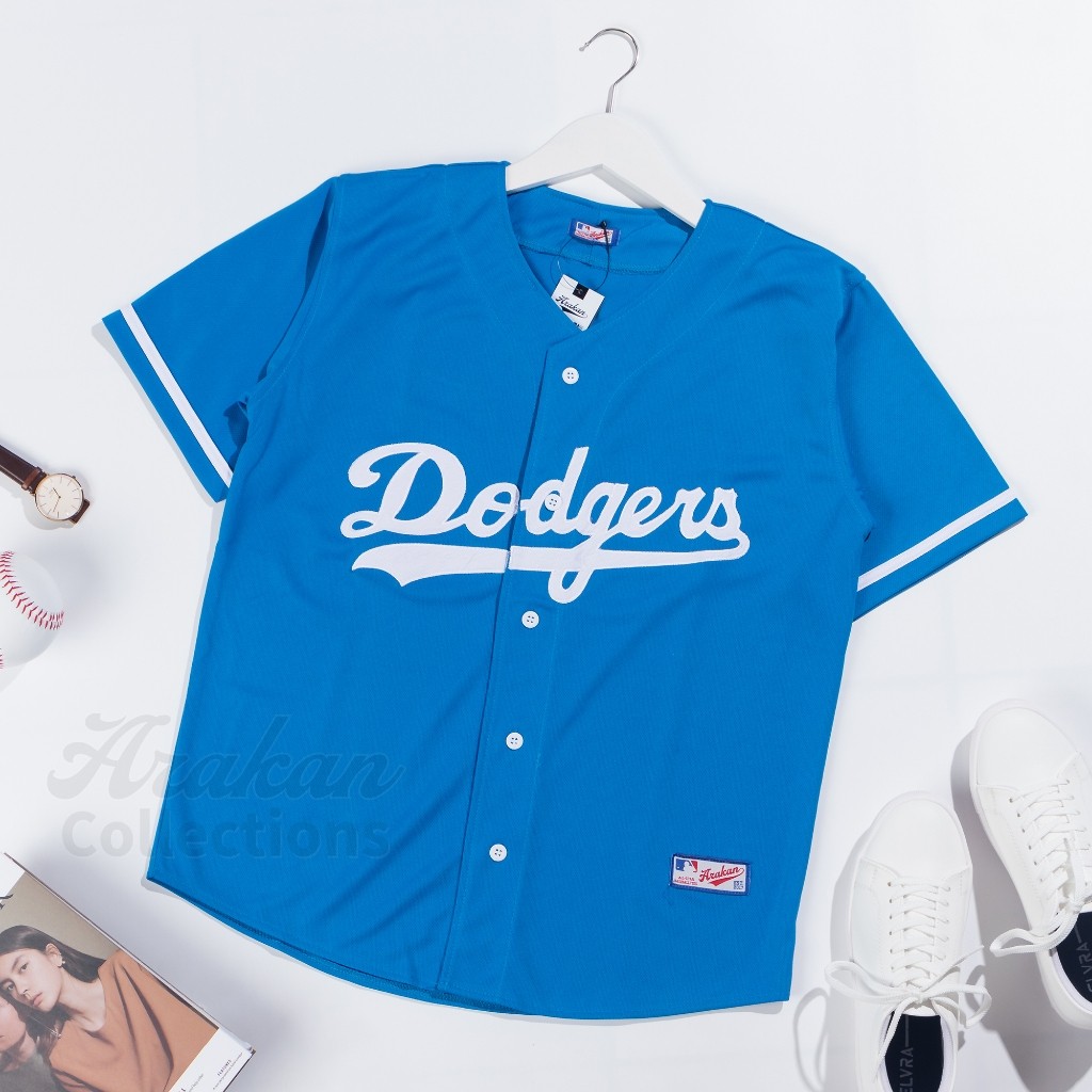 TERLARIS-Baju Baseball-Jersey Baseball-Kaos Basebal-pria-wanita BIRU LAUT DODGERS xstream