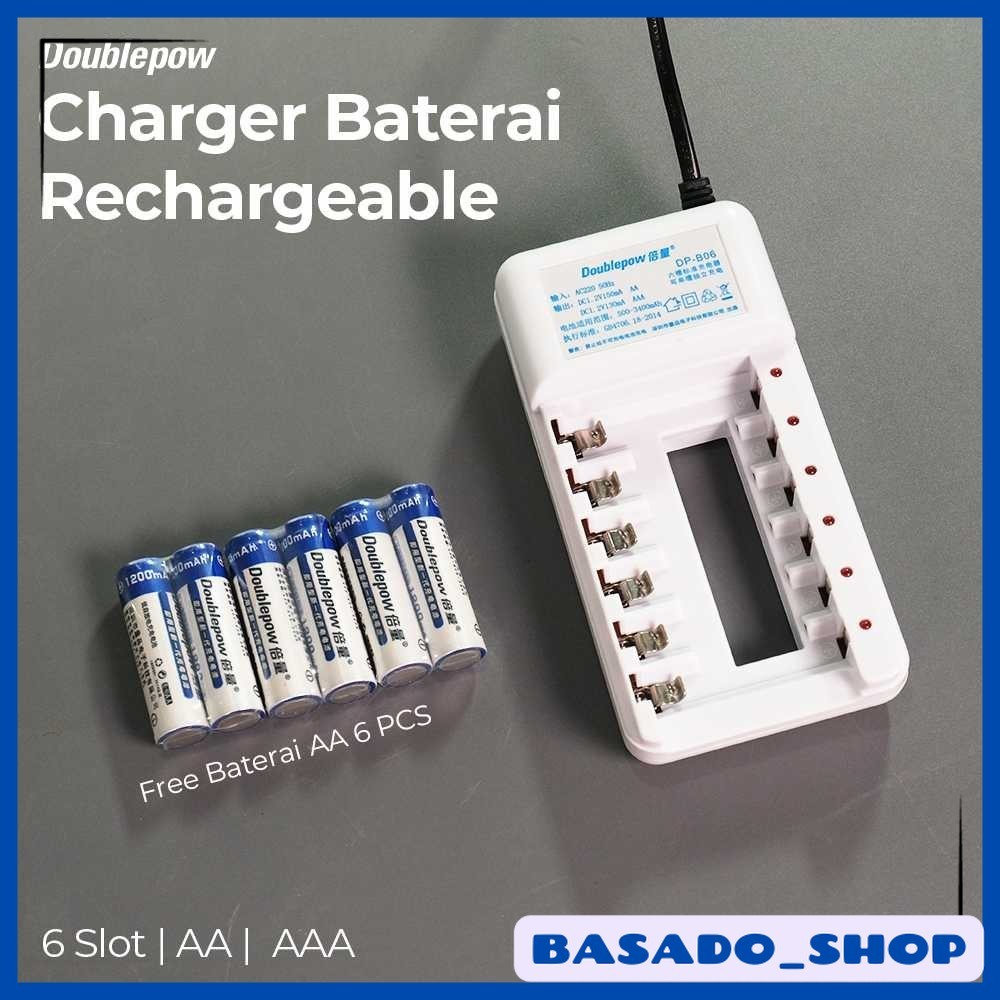 Charger Baterai Rechargeable 6 Slot AA AAA with AA 6 Pcs - DP - B 06