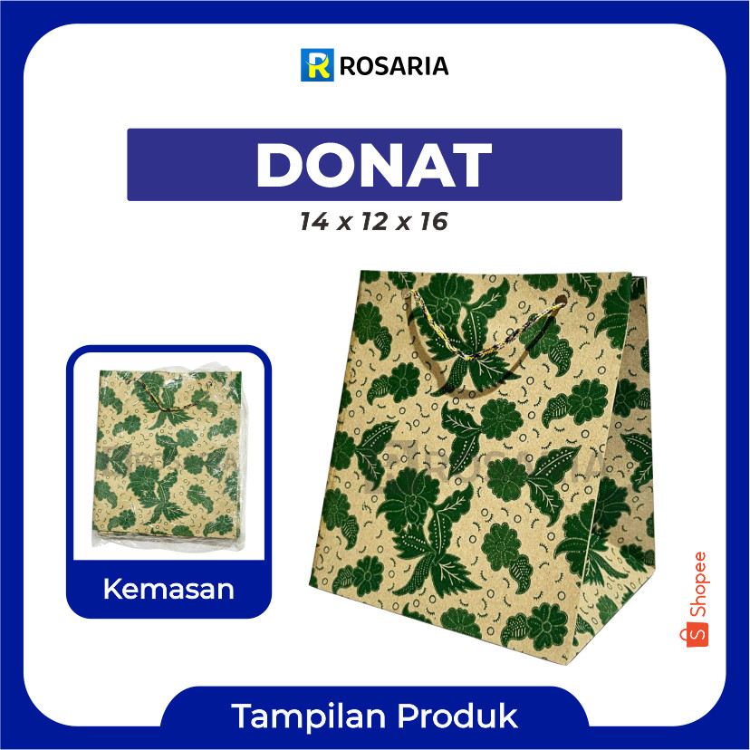 

TAS KERTAS DONAT PREMIUM MOTIF 14x12x16 PaperBag Souvenir Hajatan Kado Hampers Lusinan