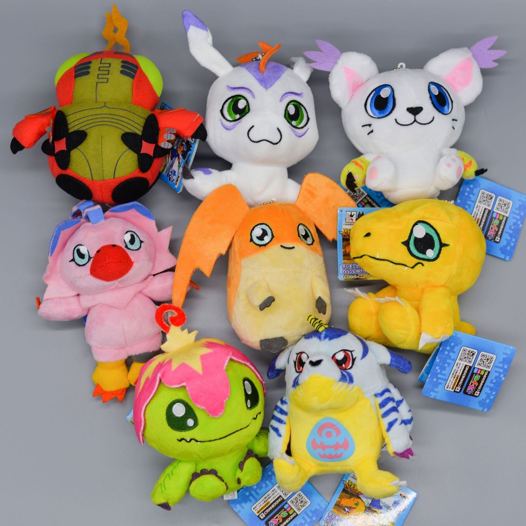 9-10cm Anime Digimon Agumon Gabumon Tailmon Tentomon Gomamon Piyomon Palmon Patamon Keychain Plush T