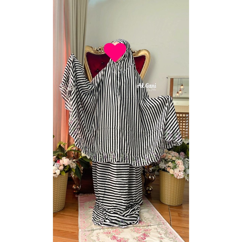 Mukena Katun Border ALGANI TERBARU motif Salur vol 2 untuk umroh harian by alganibyyulia / Mukena Bo