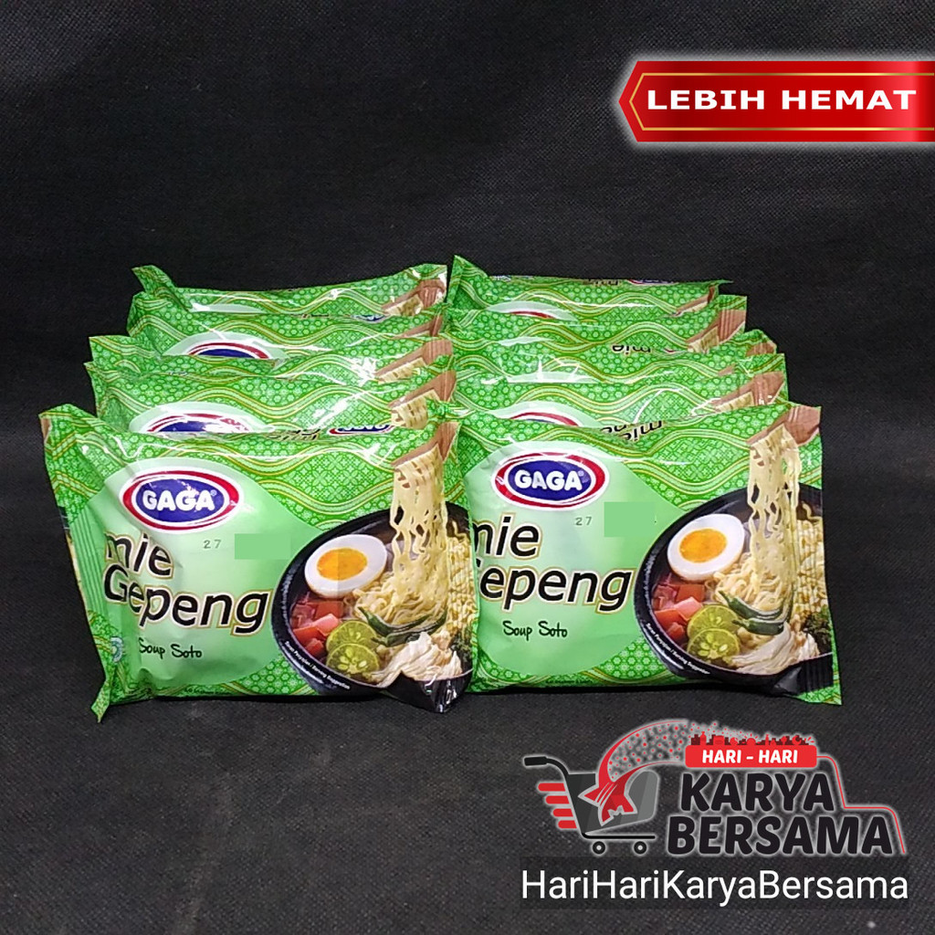 

GAGA MIE GEPENG INSTAN SOUP SOTO CABE HIJAU PACK 10 BUNGKUS X 67GR