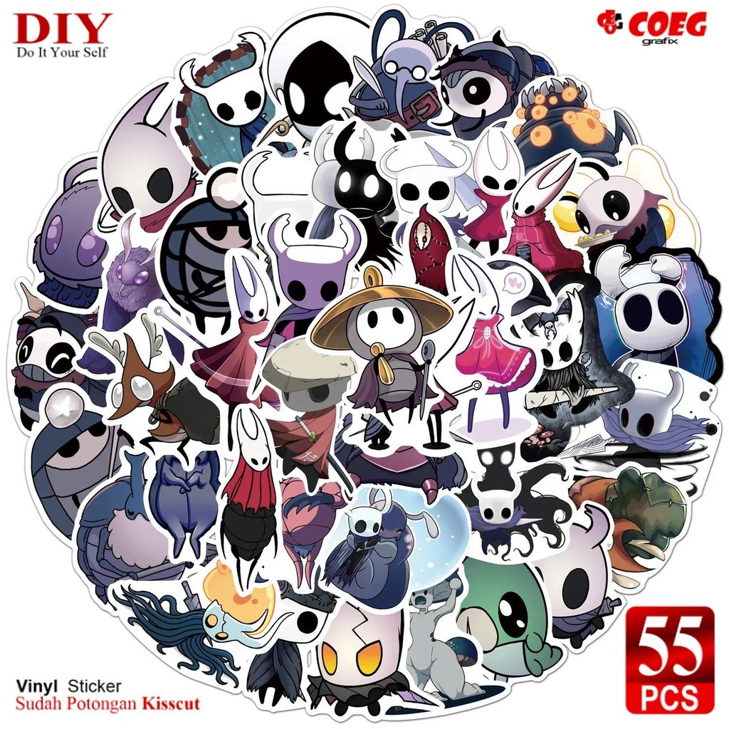 

55 PCS Stiker The Hollow Knight Series CG90 - Stiker Graffiti untuk Helm, Dekorasi Dinding, dan DIY