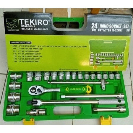 TEKIRO KUNCI SOK SET TEKIRO 8-32MM 24 PCS 12PPT / KUNCI SOCKET 24PCS  TEKIRO MATA SOCK 12 PT