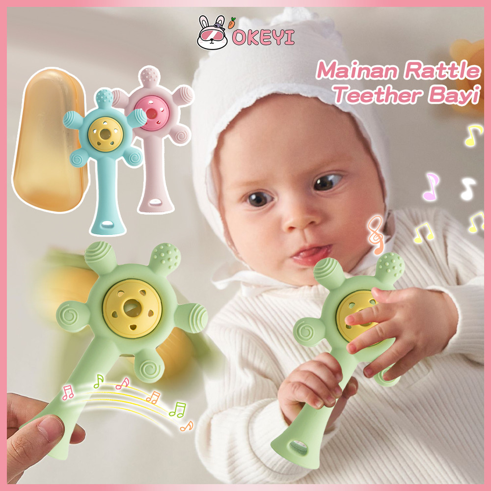 Okeyi Mainan Kerincingan Gigitan Bayi Teether Bayi Lembut Bpa Free