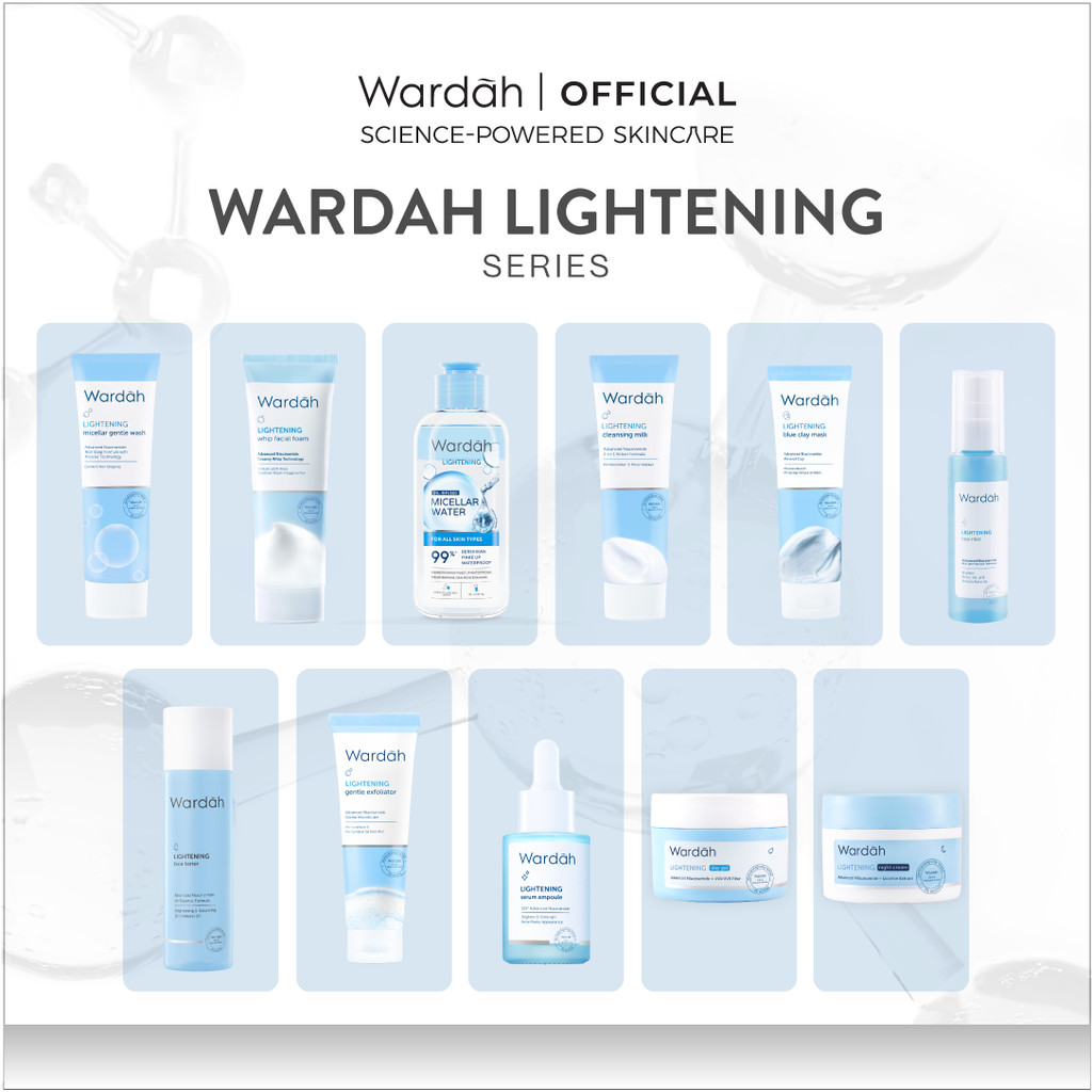 WARDAH Lightening All Series Lengkap - Micellar Gentle Wash, Whip Facial Foam, Oil-Infused Micellar 