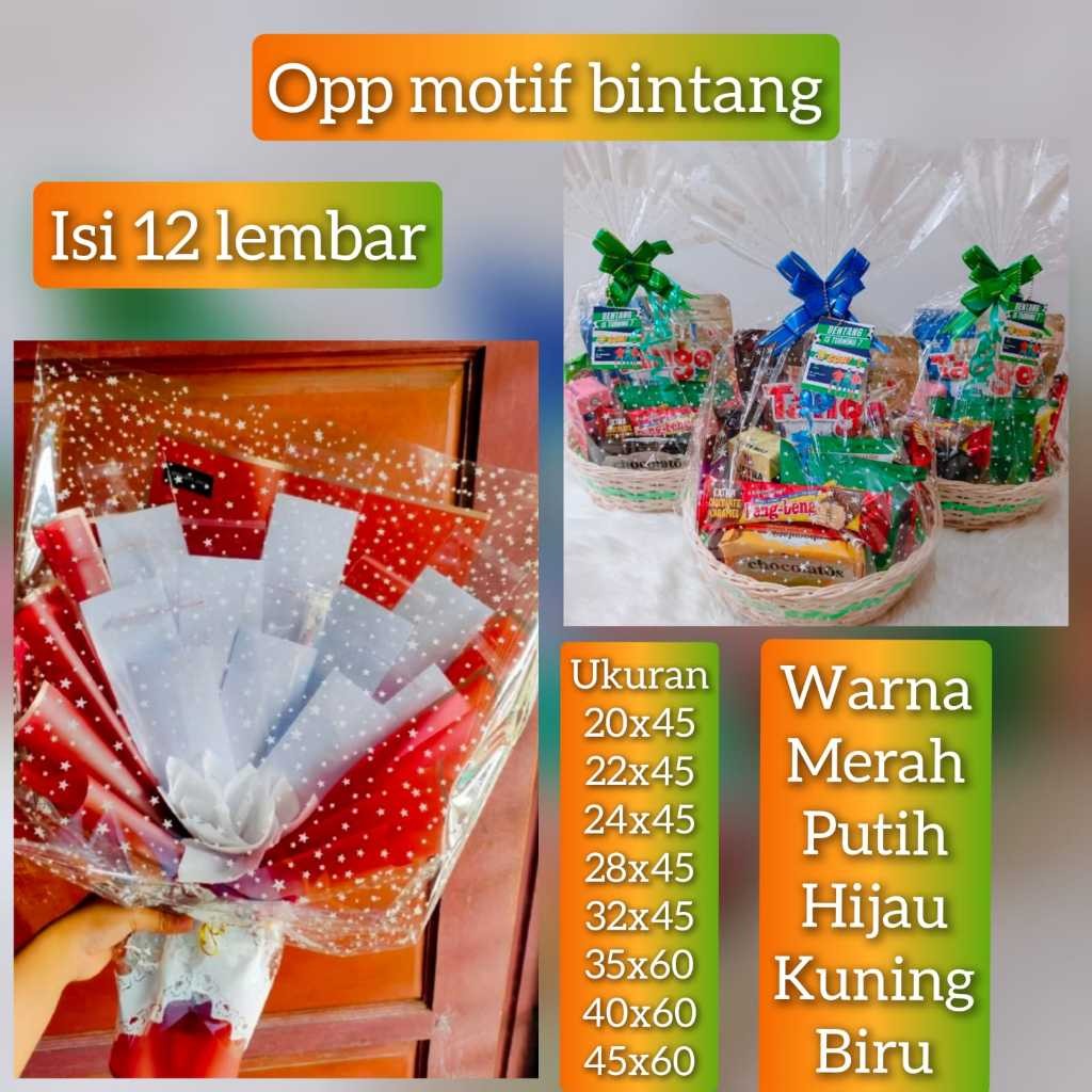 Kantong plastik Opp Bintang Souvenir 20x45 22x45 24x45 28x45 32x45 Opp Flower Opp Plastik Ulang Tahu