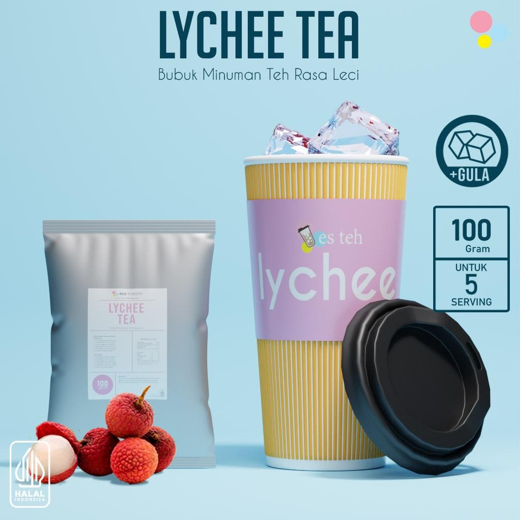 

Bubuk Minuman Teh Leci Powder Lychee Tea Kemasan 100 Gram