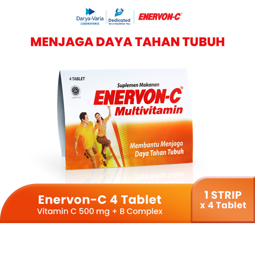 Enervon-C Tablet Vitamin C dan B Complex Suplement Daya Tahan Tubuh Isi 4 Tablet (1 Strip x 4 Tablet