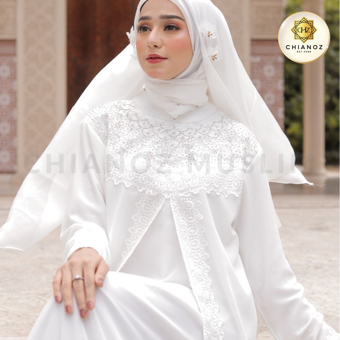 ▛NEW SALE▟- MALL [Limited Stok]☝ Baju Gamis Putih/Busana Muslim Lebaran Haji/Baju Muslim Wanita #877