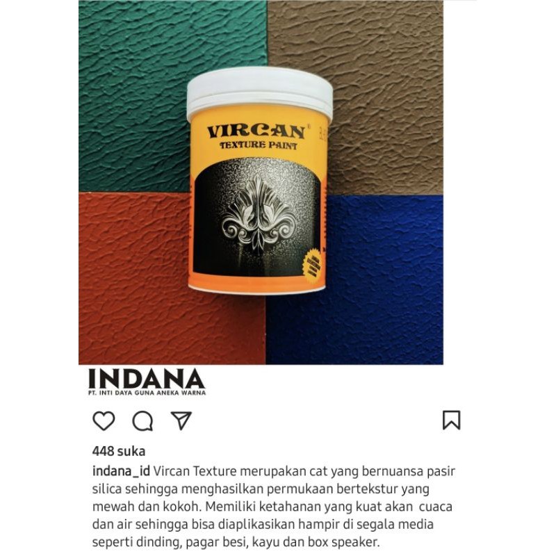 CAT TEKSTUR 1KG VIRCAN BESI KAYU DINDING TEMBOK BOX SPEAKER SOUND SEMUA WARNA 1LITER