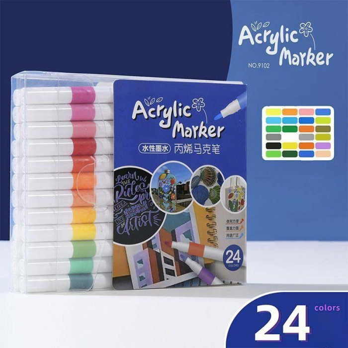

[New Arrival] 24/60 Spidol Acrylic Pen Akrilik Marker Warna Cepat Kering - 24 Warna