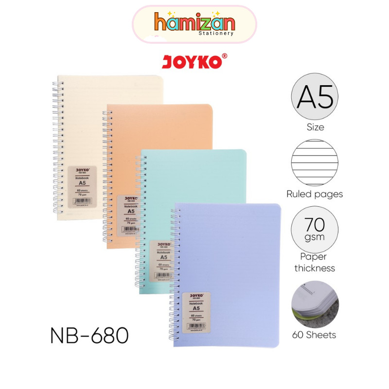 

Buku Diary Bergaris Ring / Notebook A5 Nb-680 / Agenda Nb680 warna pastel / Ruled Notebook Diary Agenda Buku Catatan Bergaris Joyko NB-680 60 hal Joyko Murah Berkualitas