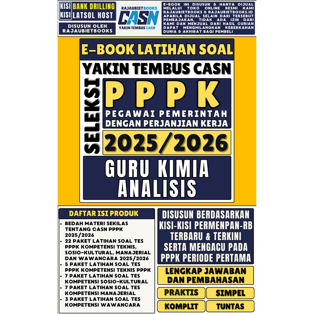 SOAL TES  PPPK GURU KIMIA ANALISIS TENAGA PENDIDIK TERBARU DAN TERLENGKAP TES KOMPETENSI GURU KIMIA 