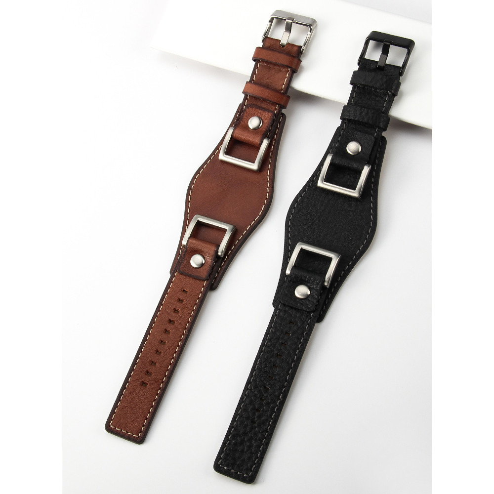 For Fossil Jr1157 First Layer Cowhide Strap Accessories Retro Style Strap Leather Stainless Steel Co