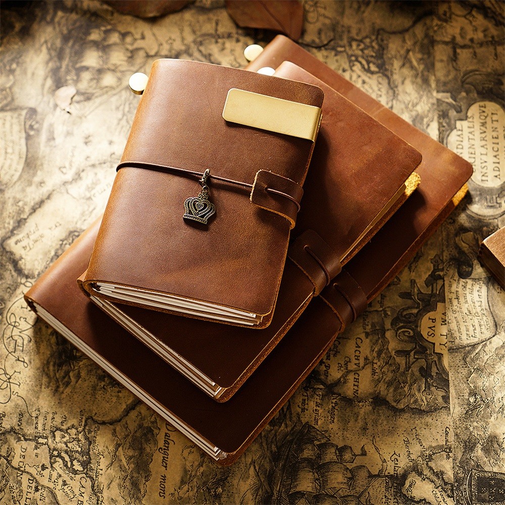 

Genuine Leather Journal Tie Rope Retro Notebooks A5 Planner Line Bullet Dotted Blank Paper Note Books Travel DIY Handmade Gift