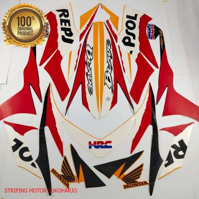 (ORI) striping honda blade 110 r 2010 repsol list body standar kualitas original