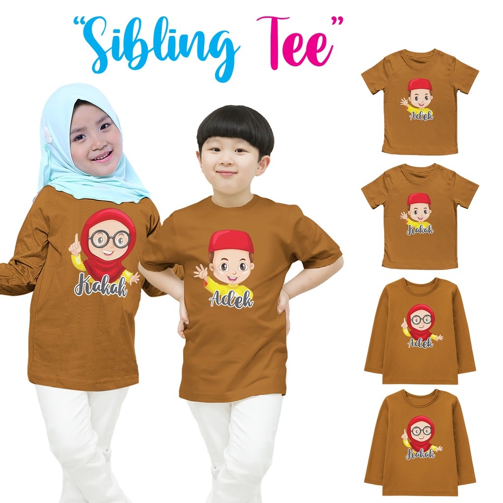Kaos Couple Anak Laki-laki dan Perempuan 1-10 tahun Unisex Sibling Motif adik kakak muslim