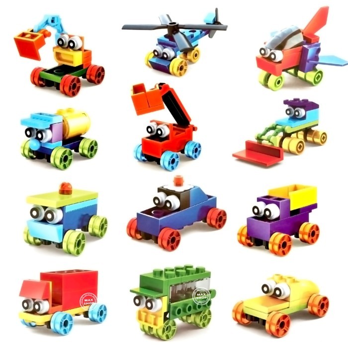 Mainan Edukasi Anak MiniCity Brick Model Kit Helikopter Bus Bulldozer