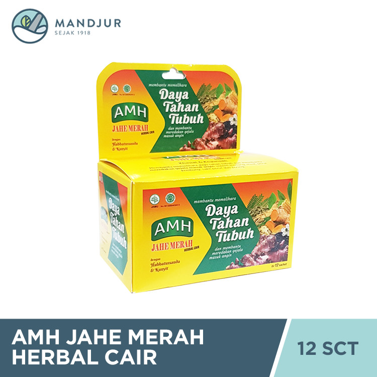 AMH Jahe Merah Herbal Cair 12 Sachet - Meredakan Gejala Masuk Angin