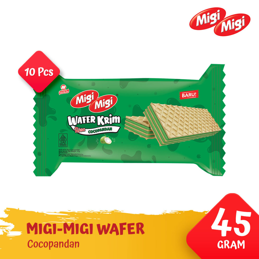 

Migi Migi Wafer Krim 45gr - Coco Pandan [1 Pack @ 10 Pcs]