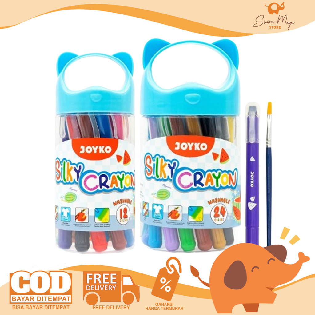 

Joyko Silky Crayon SLC-B 12/24 Color - Krayon Mewarnai Lembut Washable Murah