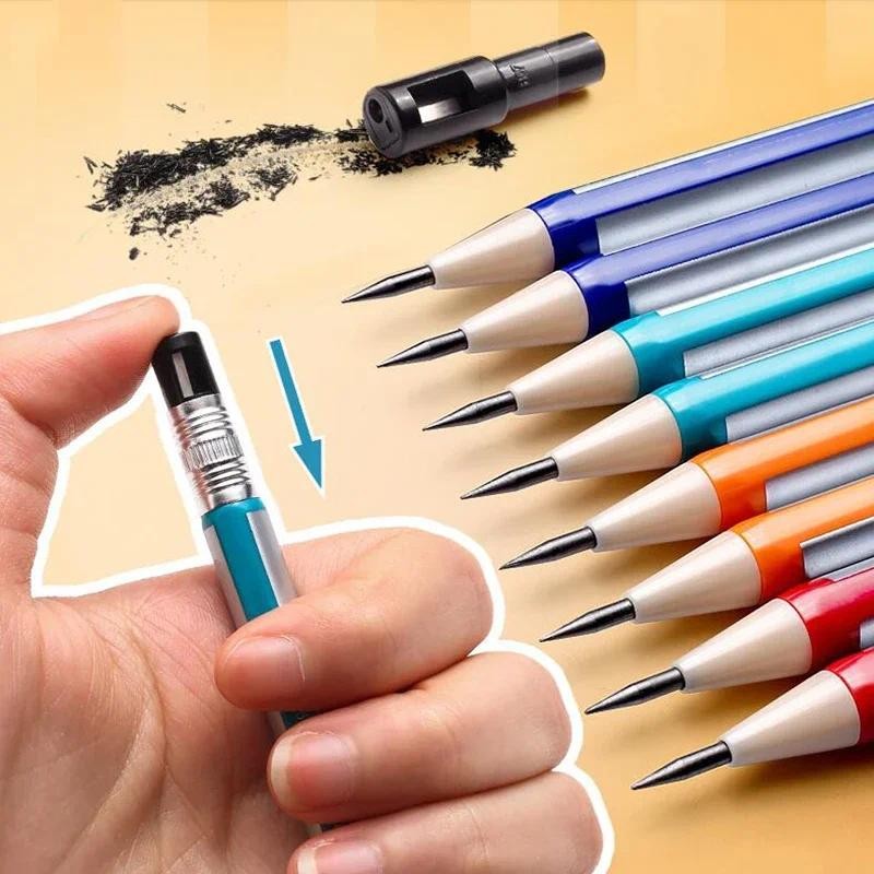 

Non Sharpening Mechanical Pencils with Pencil Sharpeners 2.0mm Replaceable Refills Press Pens School Stationery Office Supplies