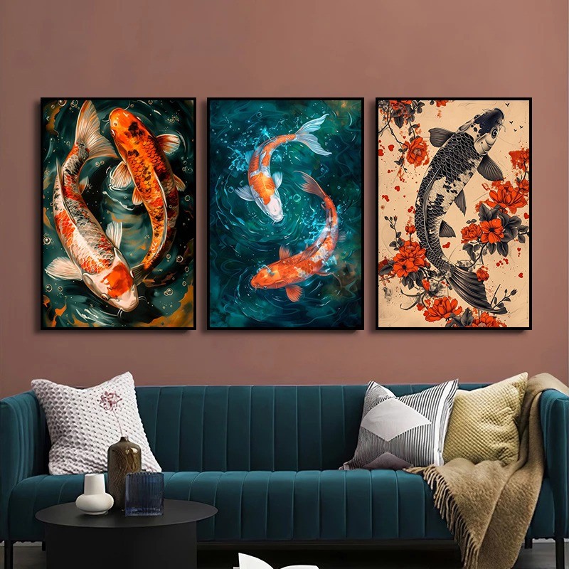 

Koi Serenade Series Poster Print Canvas Art Pictures Home for Living Room and Bedroom Modern Wall Decor Frameless Painting