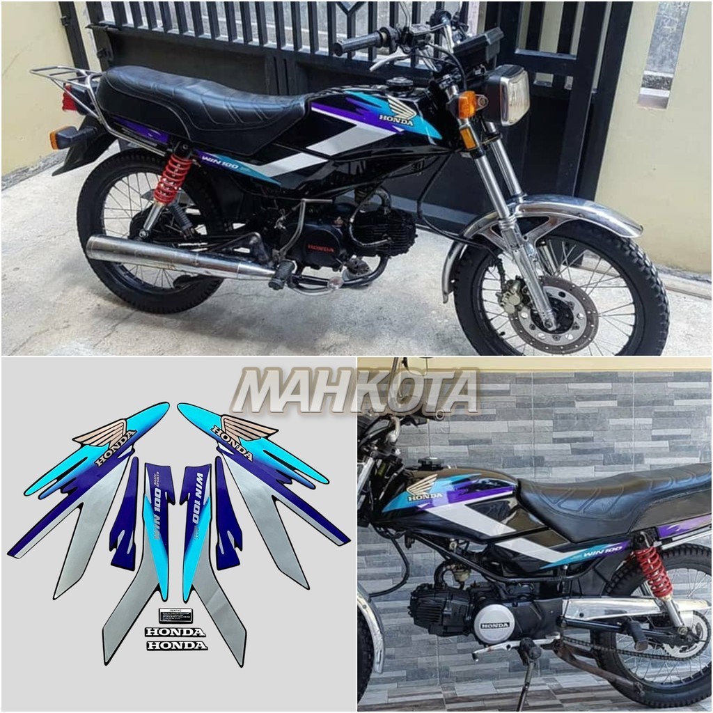 Striping stiker HONDA WIN 100 1997 1998 Cyan Biru Ungu Fullset Berkualitas