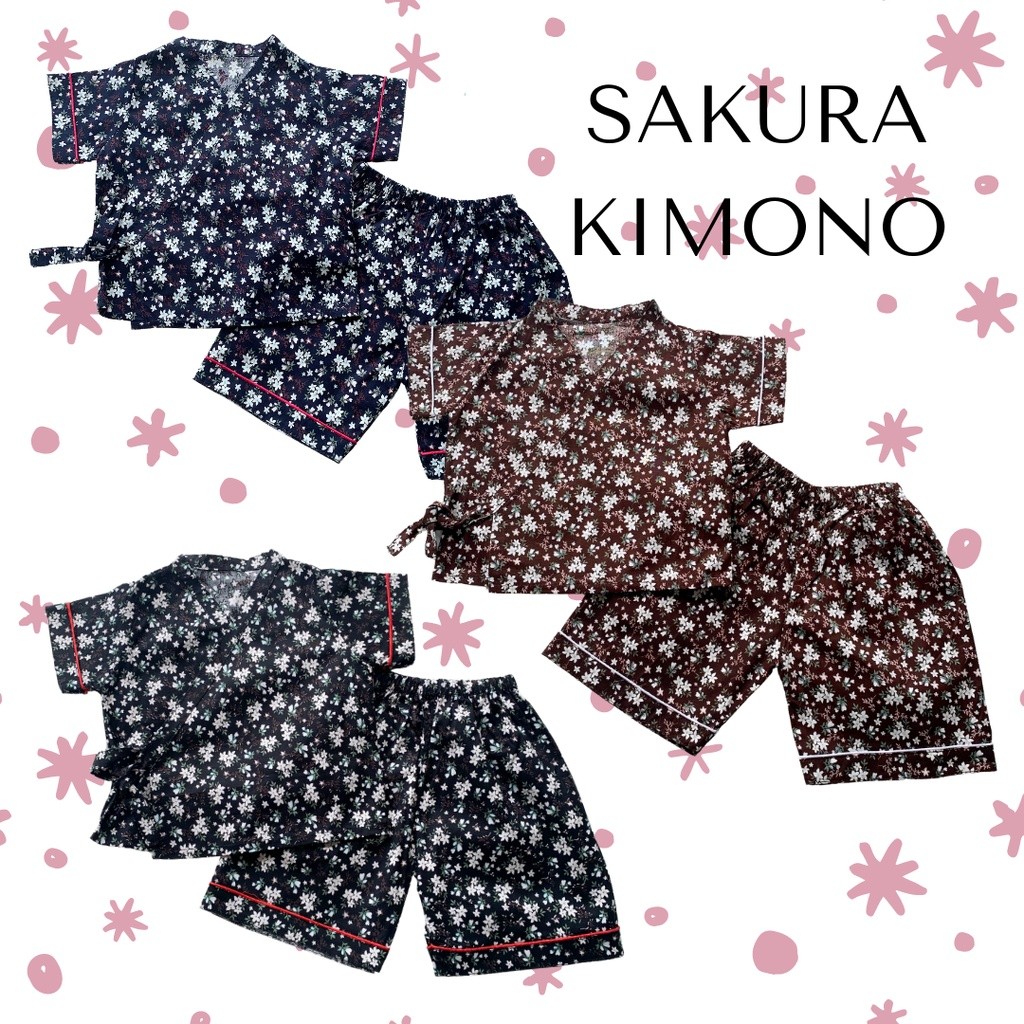YANCSHOP Kimono sakura setelan anak kimono jepang bayi 1-2 tahun baju rumah
