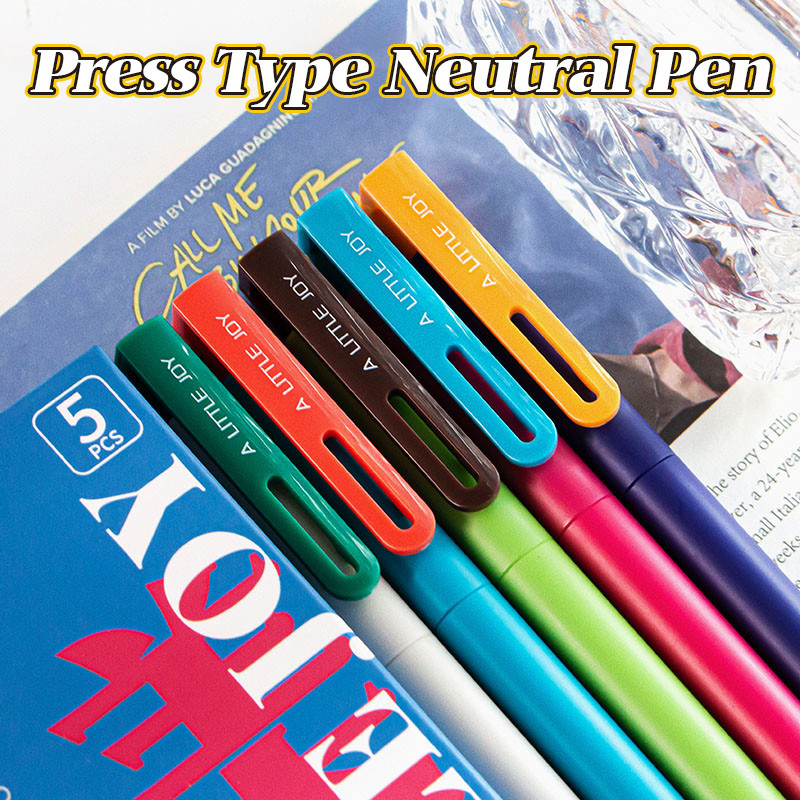 

5PCS American Records Press Neutral Pen Student Speed Drying 0.5 Black Water Pen Contrast Signature Pen Exam Pen
