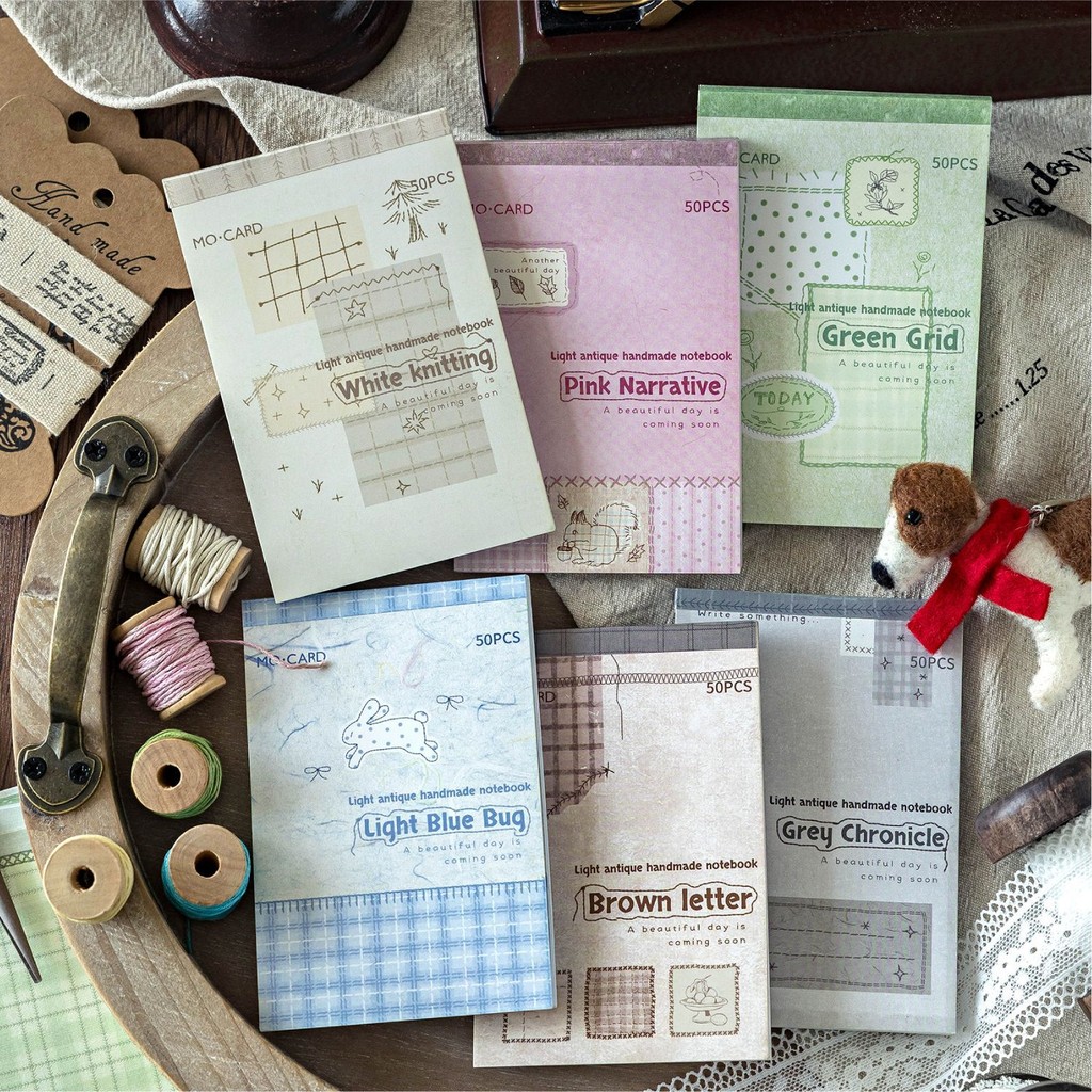 

50pcs/lot Memo Pads Material Paper Sewing time Junk Journal Scrapbooking paper Background Decoration stationery