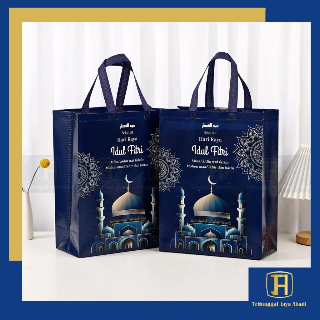 

Tas Goodie Bag Parcel Lebaran Idul Fitri Biru – Spunbond 40x30x14cm (Biru & Hijau)