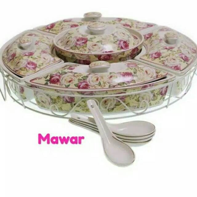 Prasmanan Putar 14" VICENZA Mawar Melati Padi Lily