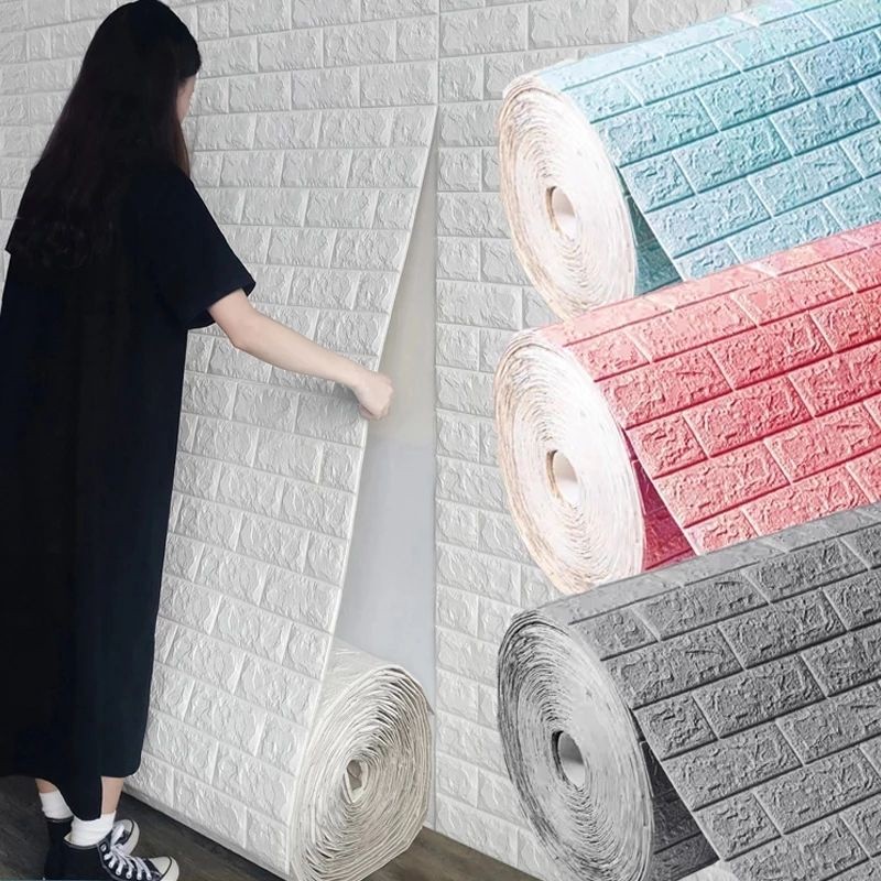 Wallpaper Dinding Roll Wallpaper 3D Foam Bata Roll Rollan