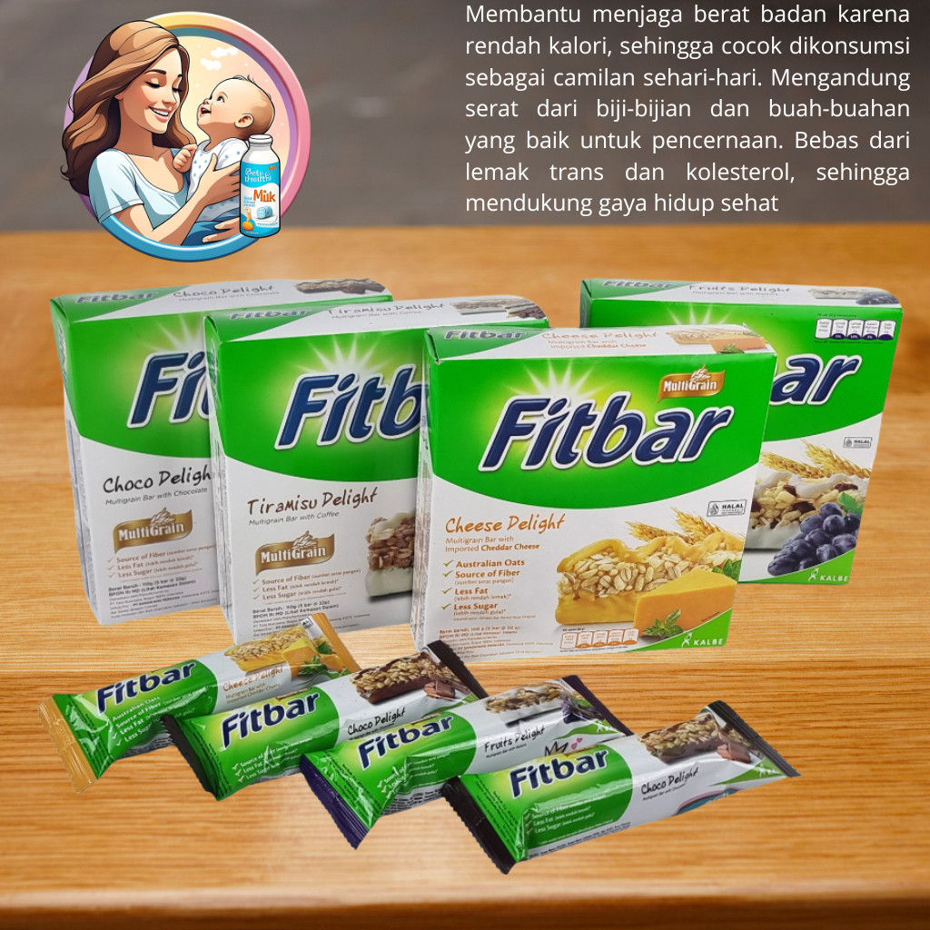 

Fitbar Coklat 1 Box 12pcs Dengan Rasa Fruit Buah Delight Tiramisu Cheese Keju