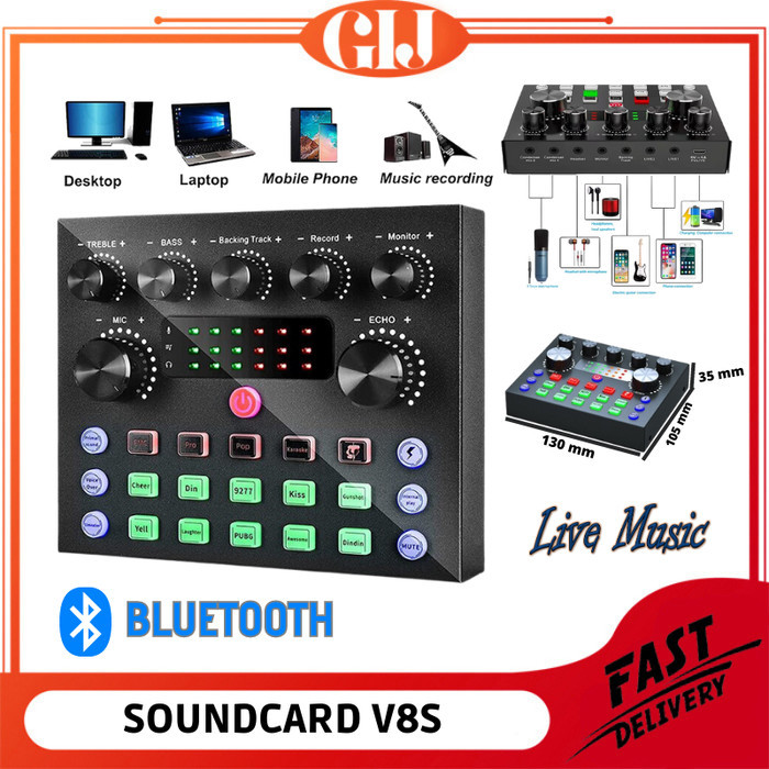 Soundcard V8s/Live Mixer Audio USB External Broadcast Microphone V8 - V8s