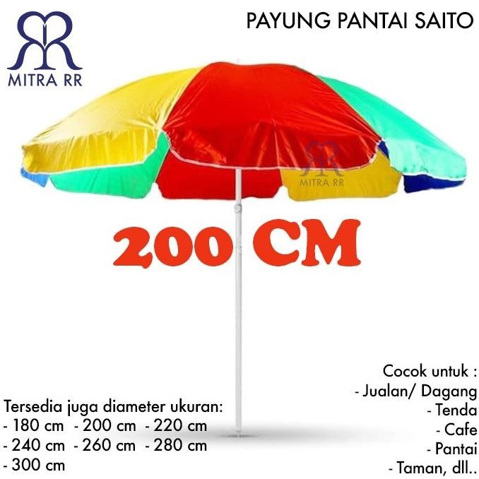 Payung Pantai Pelangi Parasol Saito 200cm - Payung Jualan Payung Dagang 200cm - Rainbow 200cm