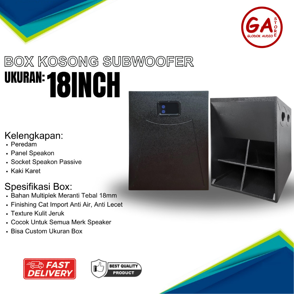 Box Kosong Subwoofer Speaker Pasif Turbo 18 inch Bahan Kayu Meranti Kokoh Kuat | GA