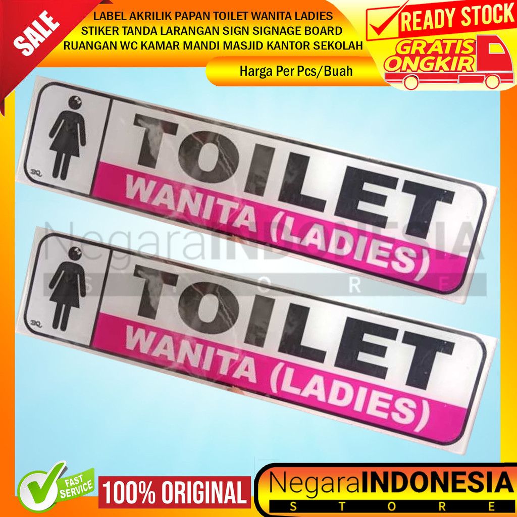 

Sign Signage Board Acrylic Toilet Wanita Ladies Stiker Papan Label Akrilik Tanda Larangan Tulisan Tulis Sticker Ruangan WC Kamar Mandi Masjid Kantor Sekolah Restoran Rumah Makan Tempat Wisata Acrylik Akrilic Tempel Kaca Dinding Dapur Peringatan Warning