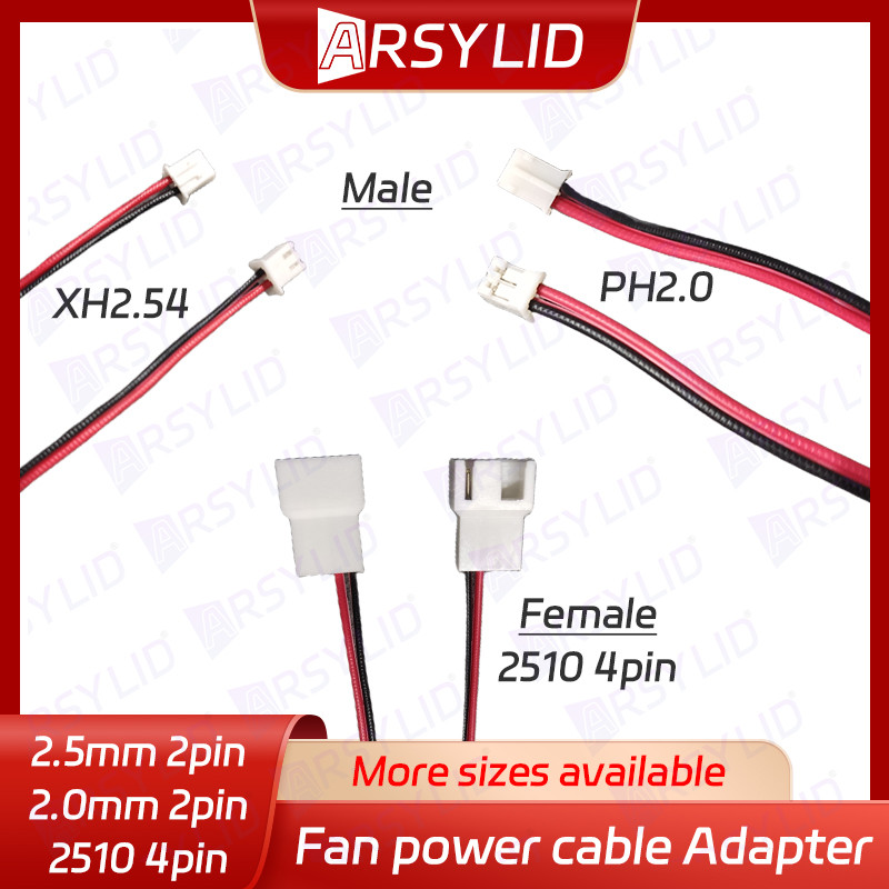 ARSYLID Conversion cable 4pin 3pin to 2 pin 2.5mm adapter fan  for VGA cooling fan Power supply mini
