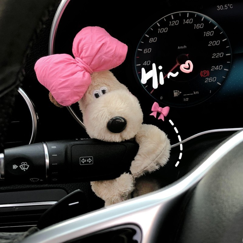 Hiasan Boneka Dog/ Aksesoris Untuk Stir Mobil/Ornamen Lucu Aksesoris Interior Mobil Puppy Car/Groomi