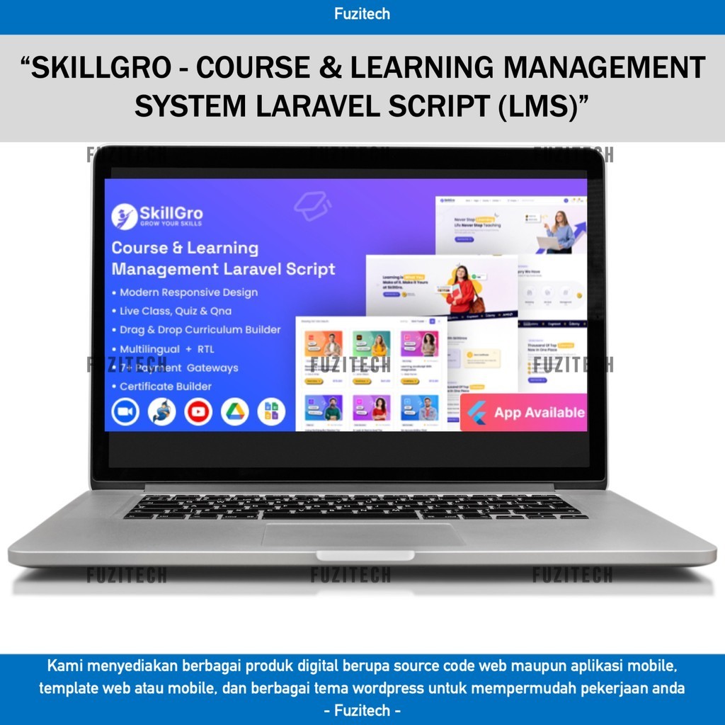 SOURCE CODE APLIKASI WEB SKILLGRO - COURSE & LEARNING MANAGEMENT SYSTEM LARAVEL SCRIPT (LMS) D129 FU