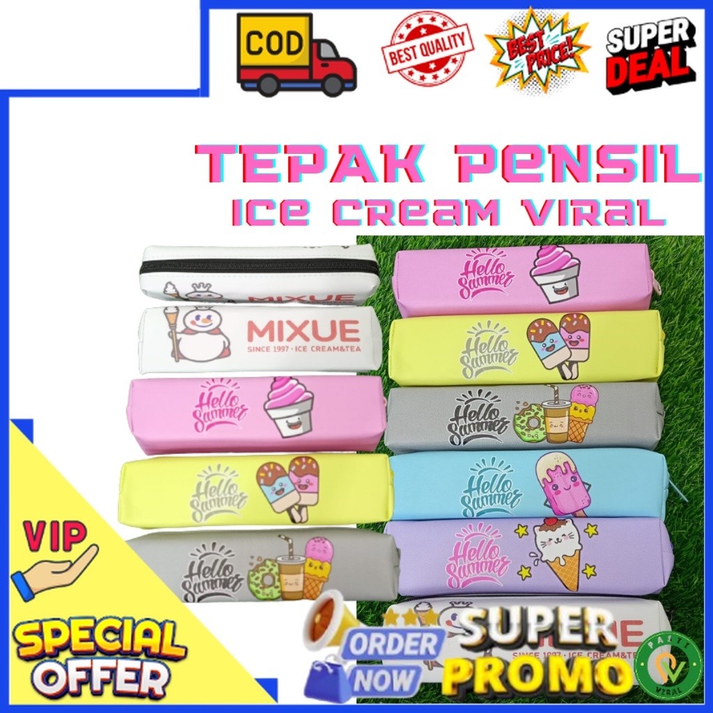 

Bisa Cod Kotak Pensil Pouch Serbaguna Karakter Ice Cream / Tas Kotak Tempat Pensil Serbaguna / Tempat Stationery Lucu Murah