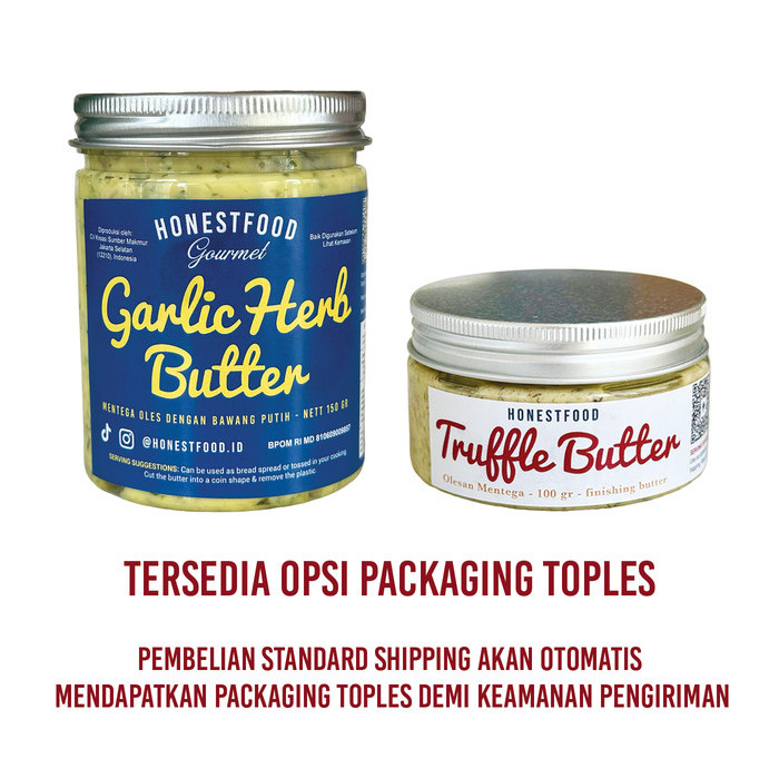 

[[PROMO]] BUNDLING Garlic Butter & Truffle Butter Honestfood, Mentega Premium untuk masak, olesan roti, Bahan Baking Makanan Masakan Msg - Toples