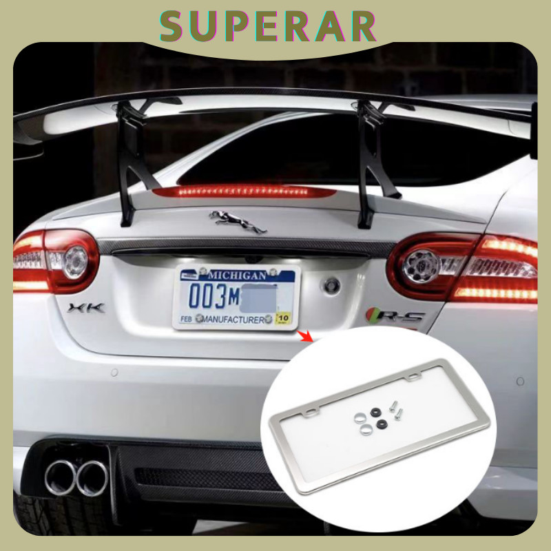 2Pcs Bahan Stainless Dudukan Plat Nomor Mobil Premium Tempat Plat Mobil Standar Dudukan Plat Nomor D