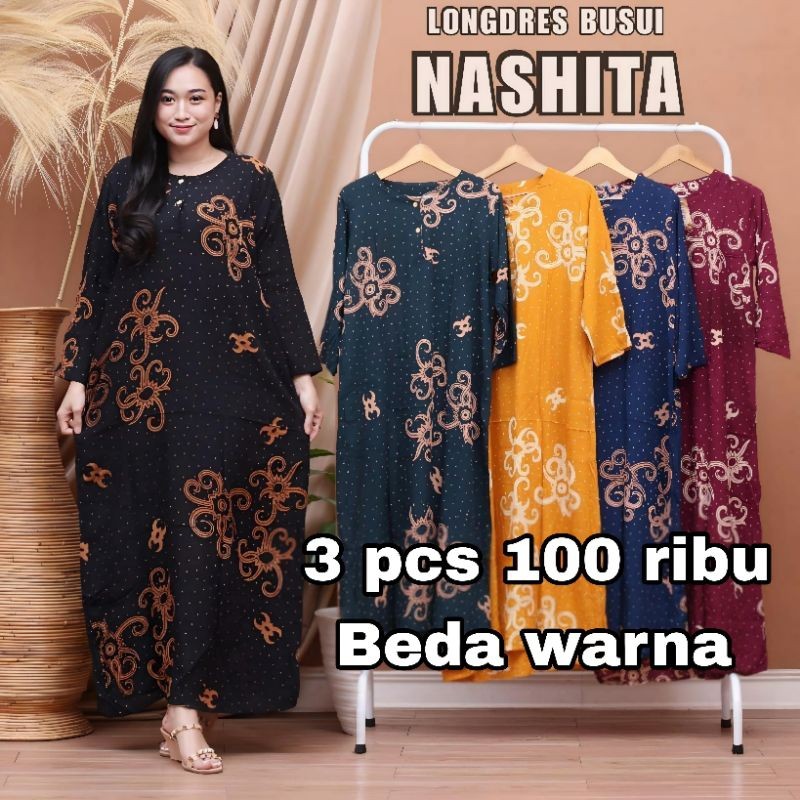 Paket Hemat Daster 100 dapat 3 daster lengan panjang Motif Cantik/ Paket Hemat 100 dapat 3 pcs