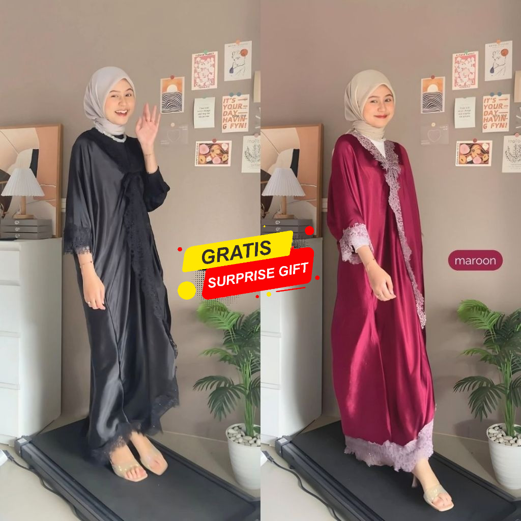 Dress Kaftan Baju Terusan Wanita Silk Pakaian Formal Pesta Kondangan Jumbo Premium